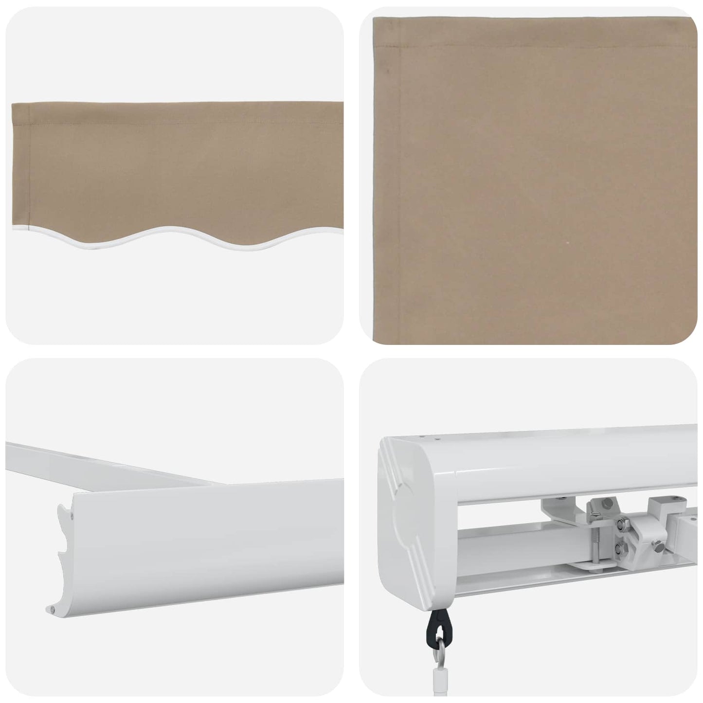 Ausziehbare Markise Beige 350 x 250 cm Leinen und Aluminium