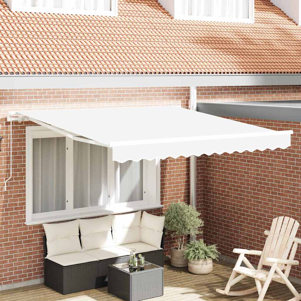 Ausziehbare Markise Weiß 350 x 250 cm Polyester und Aluminium