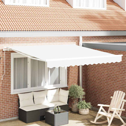 Ausziehbare Markise Weiß 350 x 250 cm Polyester und Aluminium