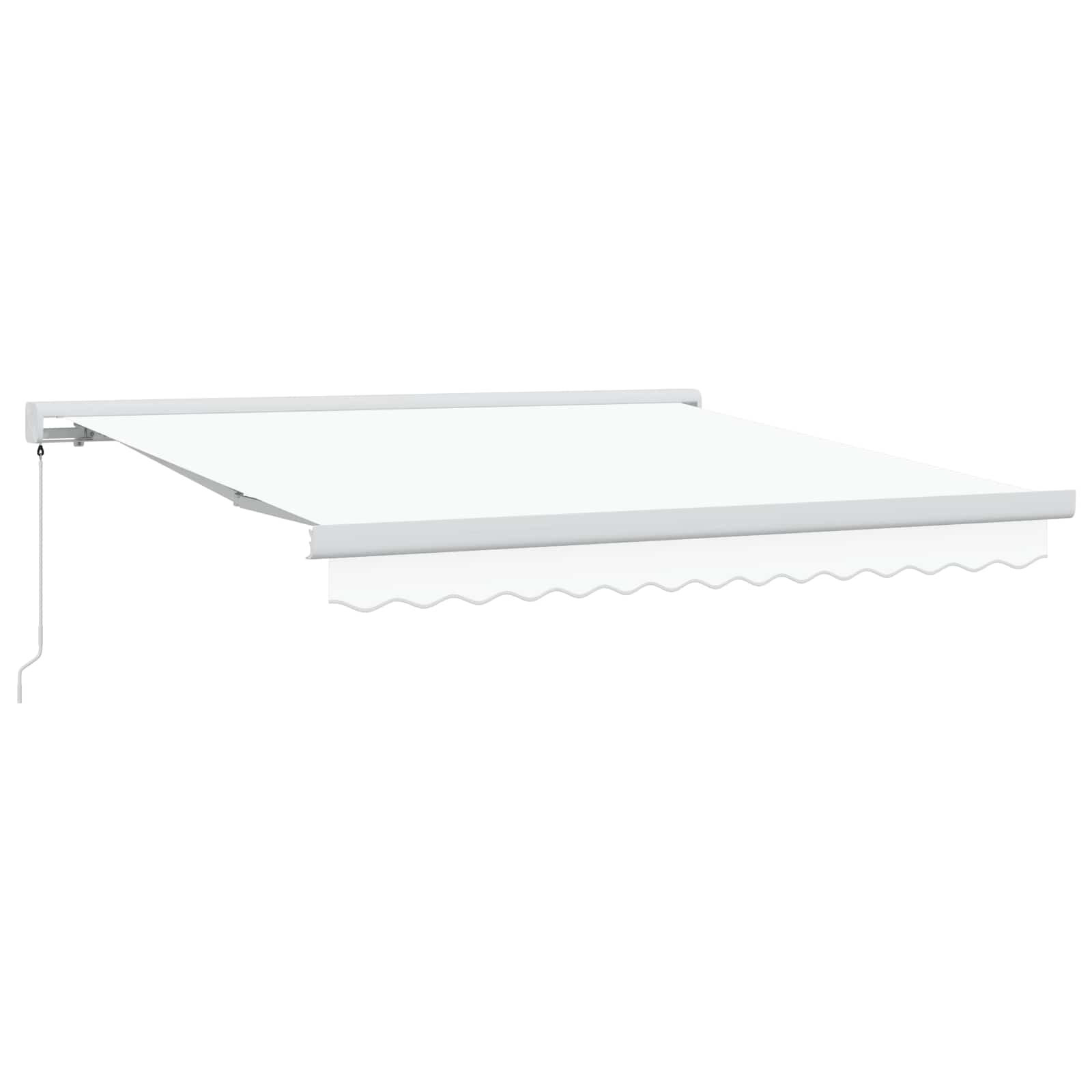 Ausziehbare Markise Weiß 350 x 250 cm Leinen und Aluminium