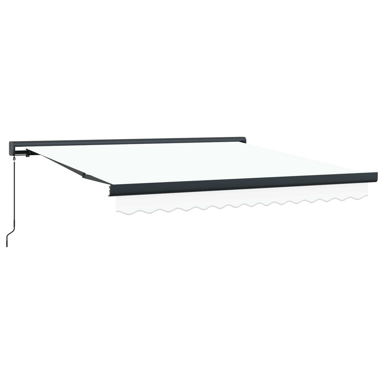 Ausziehbare Markise Weiß 350 x 250 cm Leinen und Aluminium