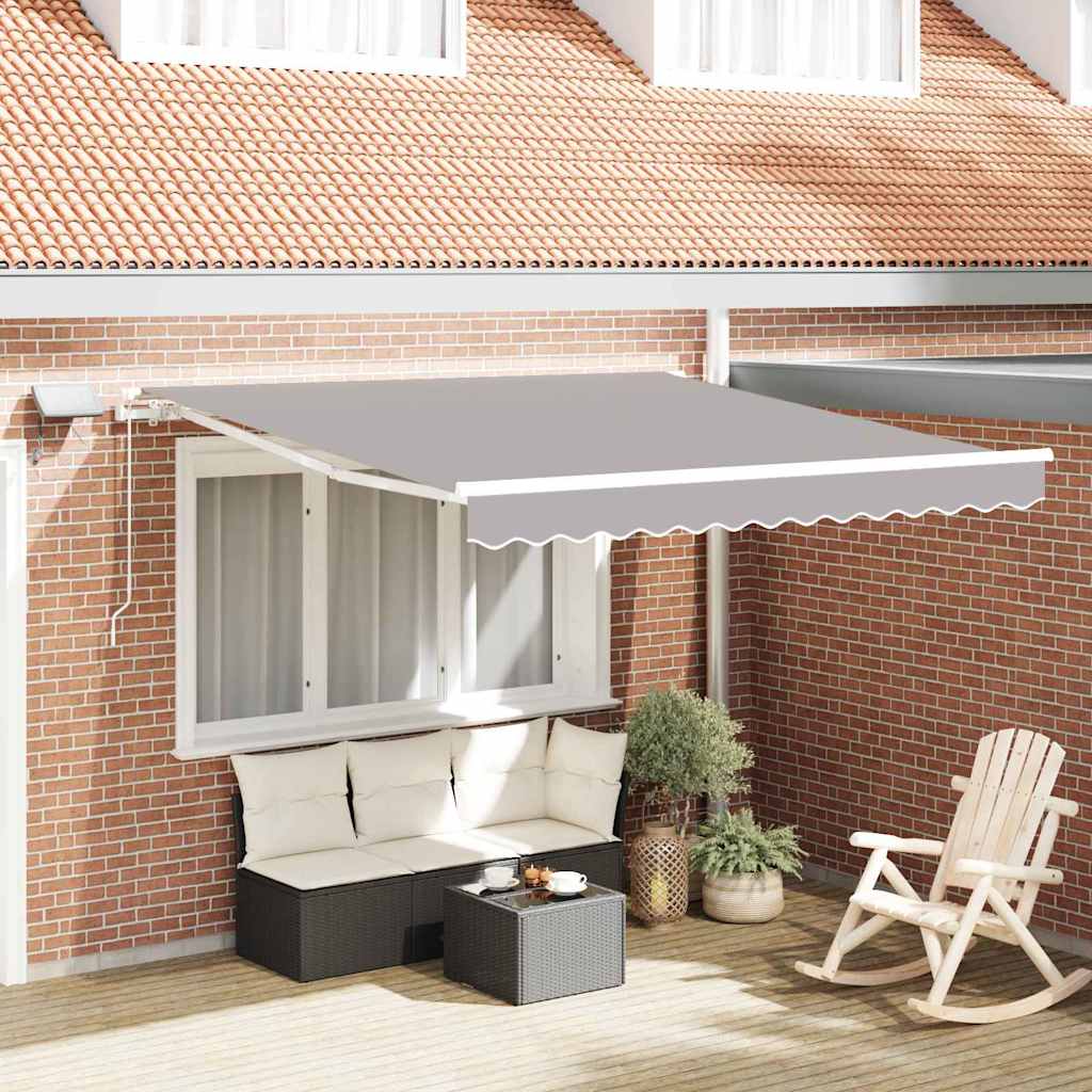 Ausziehbare Markise Hellgrau 350 x 250 cm Stoff und Aluminium