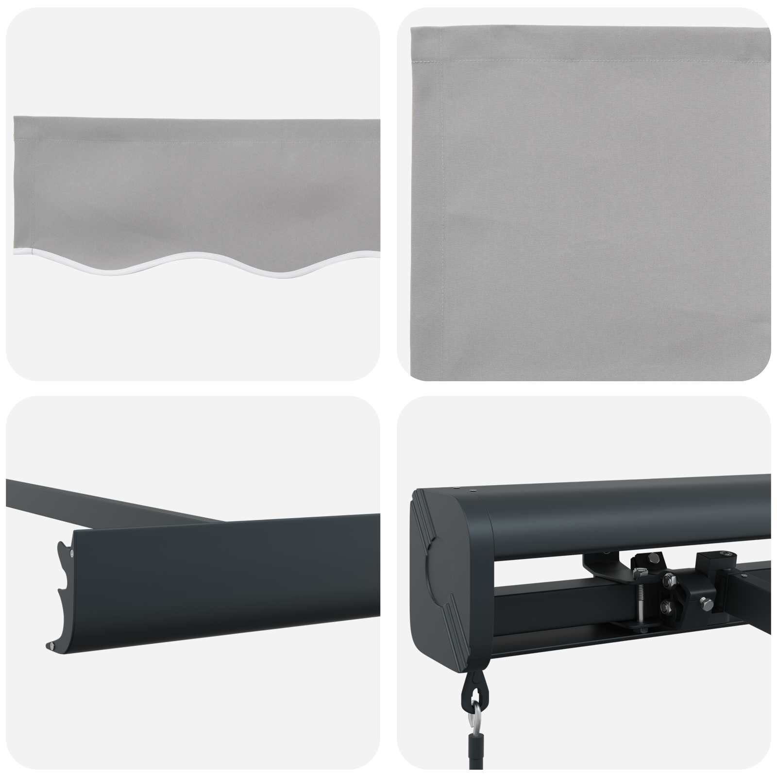 Ausziehbare Markise Hellgrau 350 x 250 cm Leinen und Aluminium