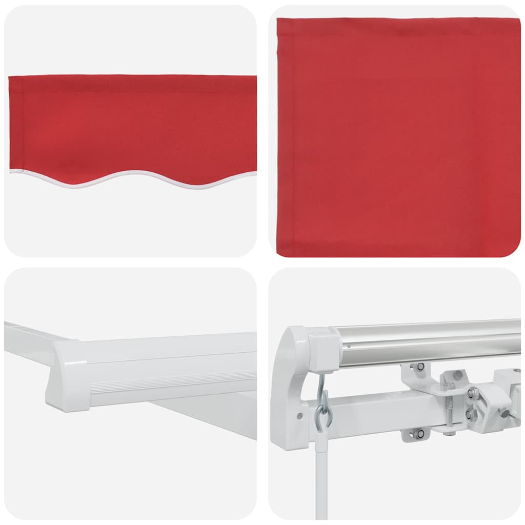 Einziehbare Markise Rot 350 x 250 cm Polyester und Aluminium