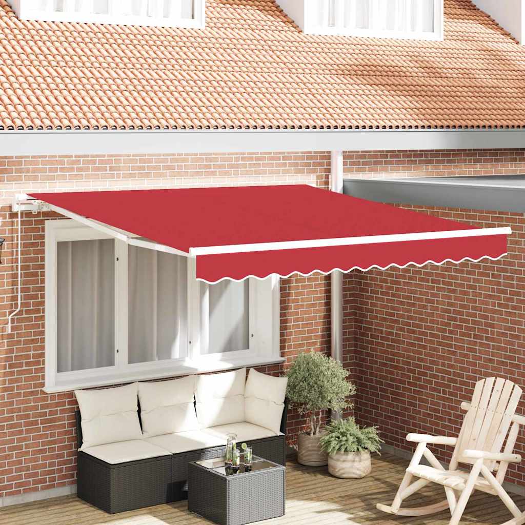 Einziehbare Markise Rot 350 x 250 cm Polyester und Aluminium