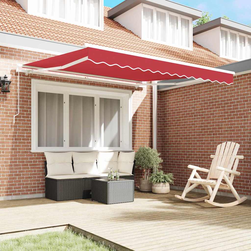 Einziehbare Markise Rot 350 x 250 cm Polyester und Aluminium