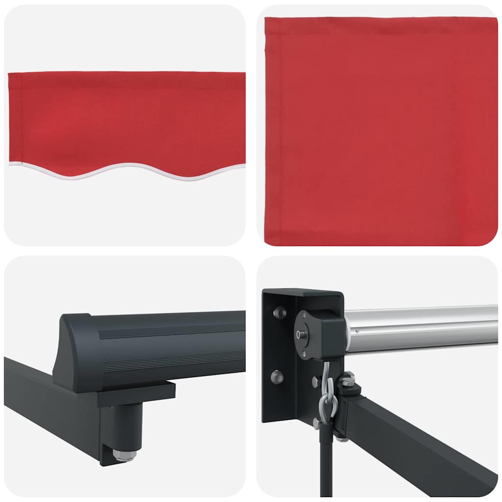 Einziehbare Markise Rot 350 x 250 cm Polyester und Aluminium