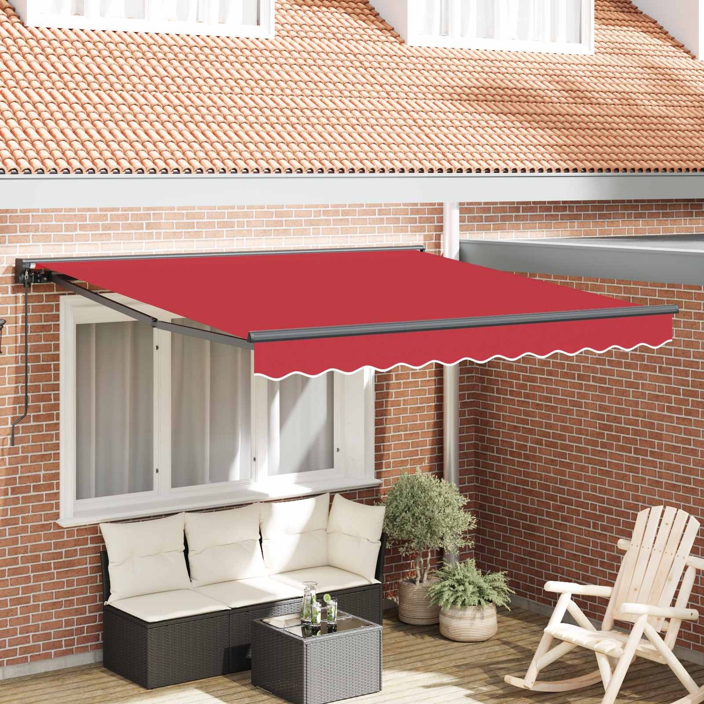 Markisenrahmen Rot 350 x 250 cm Polyester mit PU-Beschichtung