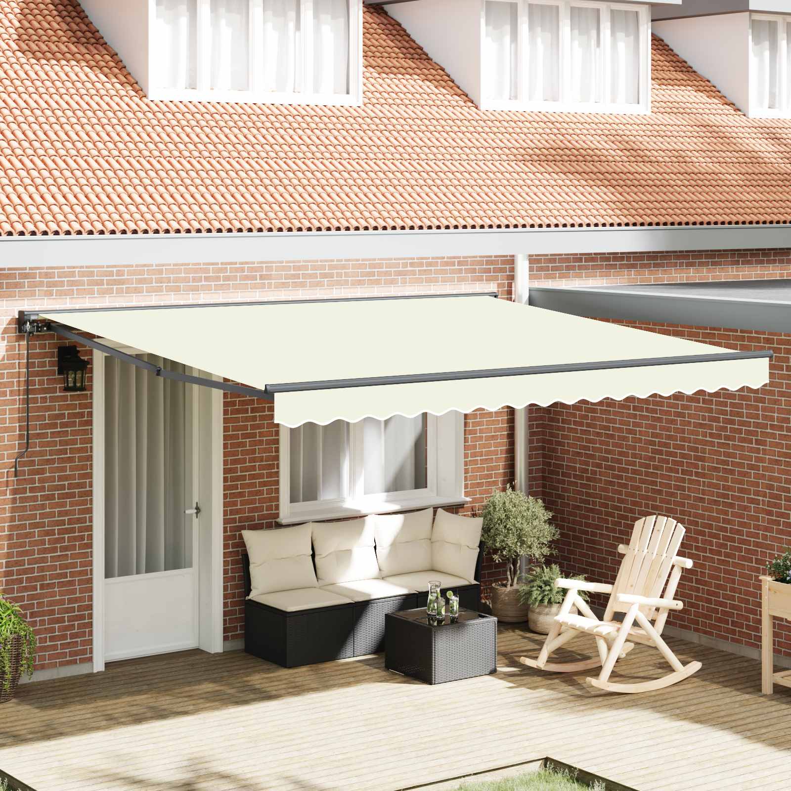 Markisenrahmen Creme 400 x 300 cm Polyester mit PU-Beschichtung