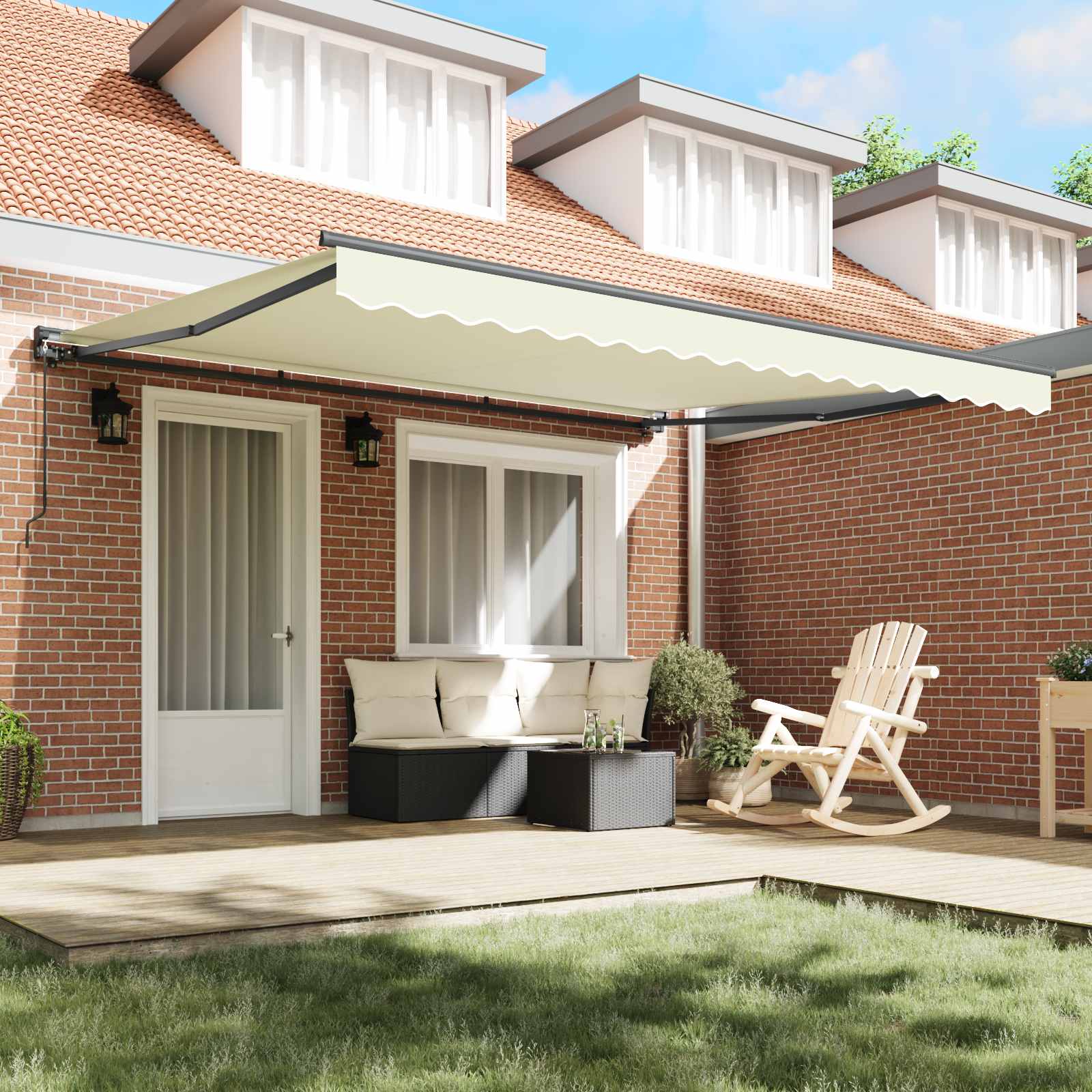 Markisenrahmen Creme 400 x 300 cm Polyester mit PU-Beschichtung