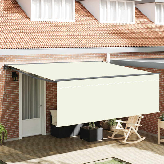 Ausziehbare Markise Creme 400 x 300 cm Polyester und Aluminium