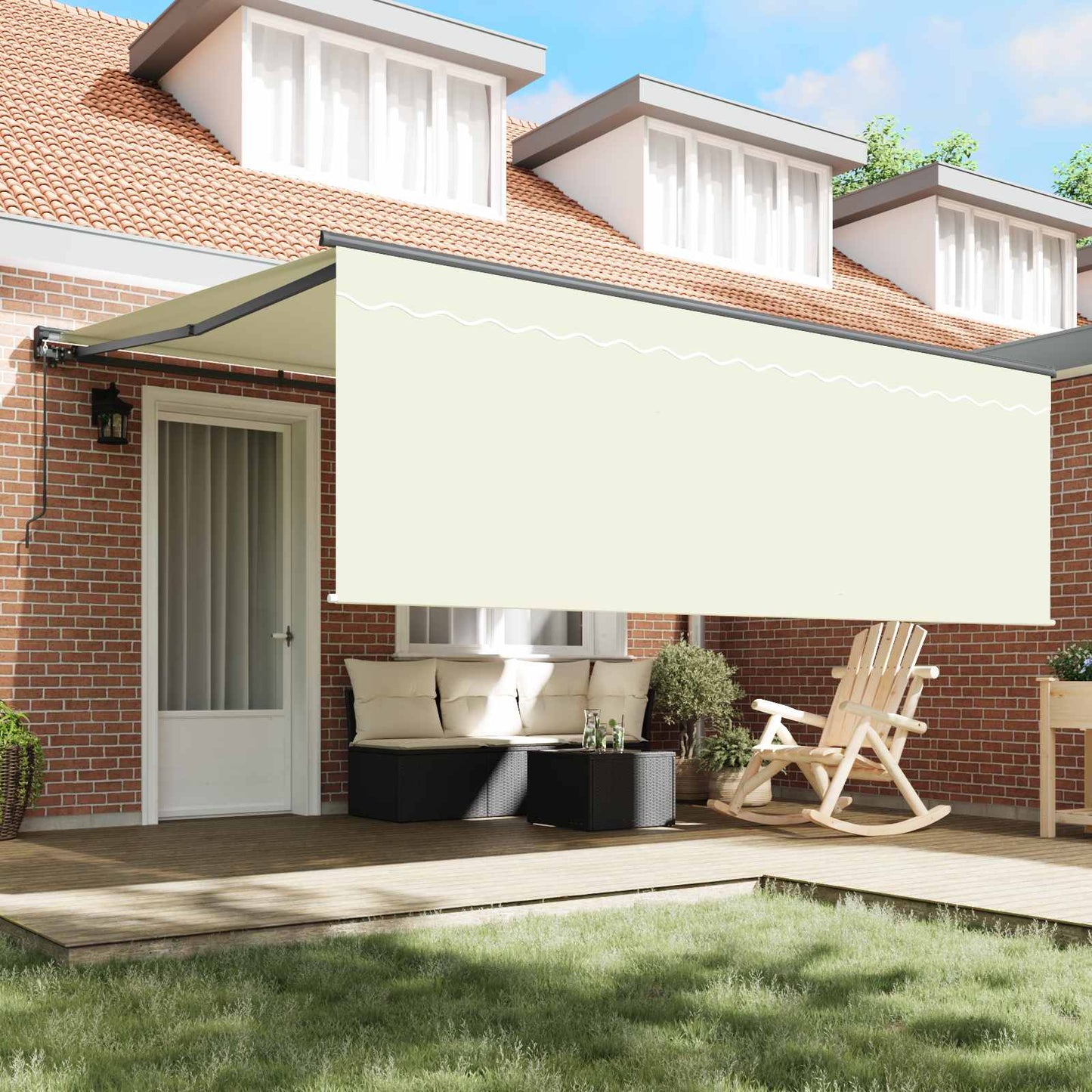 Ausziehbare Markise Creme 400 x 300 cm Polyester und Aluminium