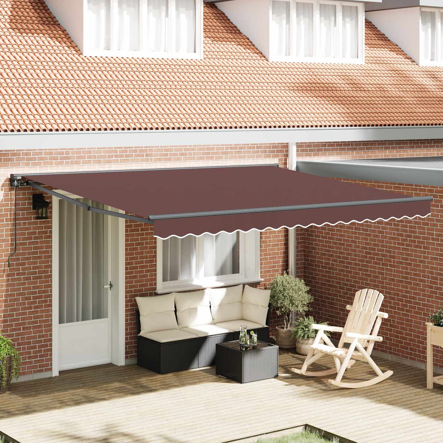 Markisenrahmen Braun 400 x 300 cm Polyester mit PU-Beschichtung
