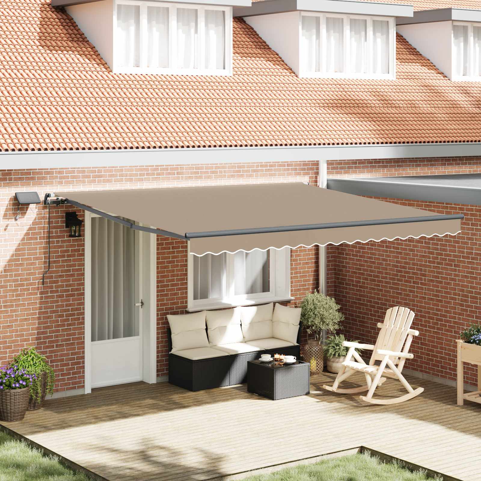 Ausziehbare Markise Beige 400 x 300 cm Stoff und Aluminium