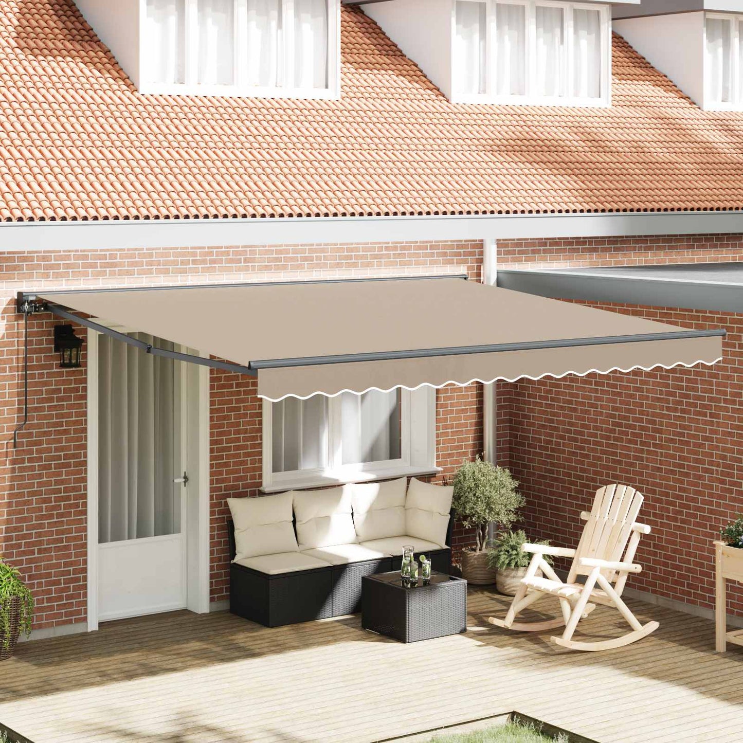 Markisenrahmen Beige 400 x 300 cm Polyester mit PU-Beschichtung