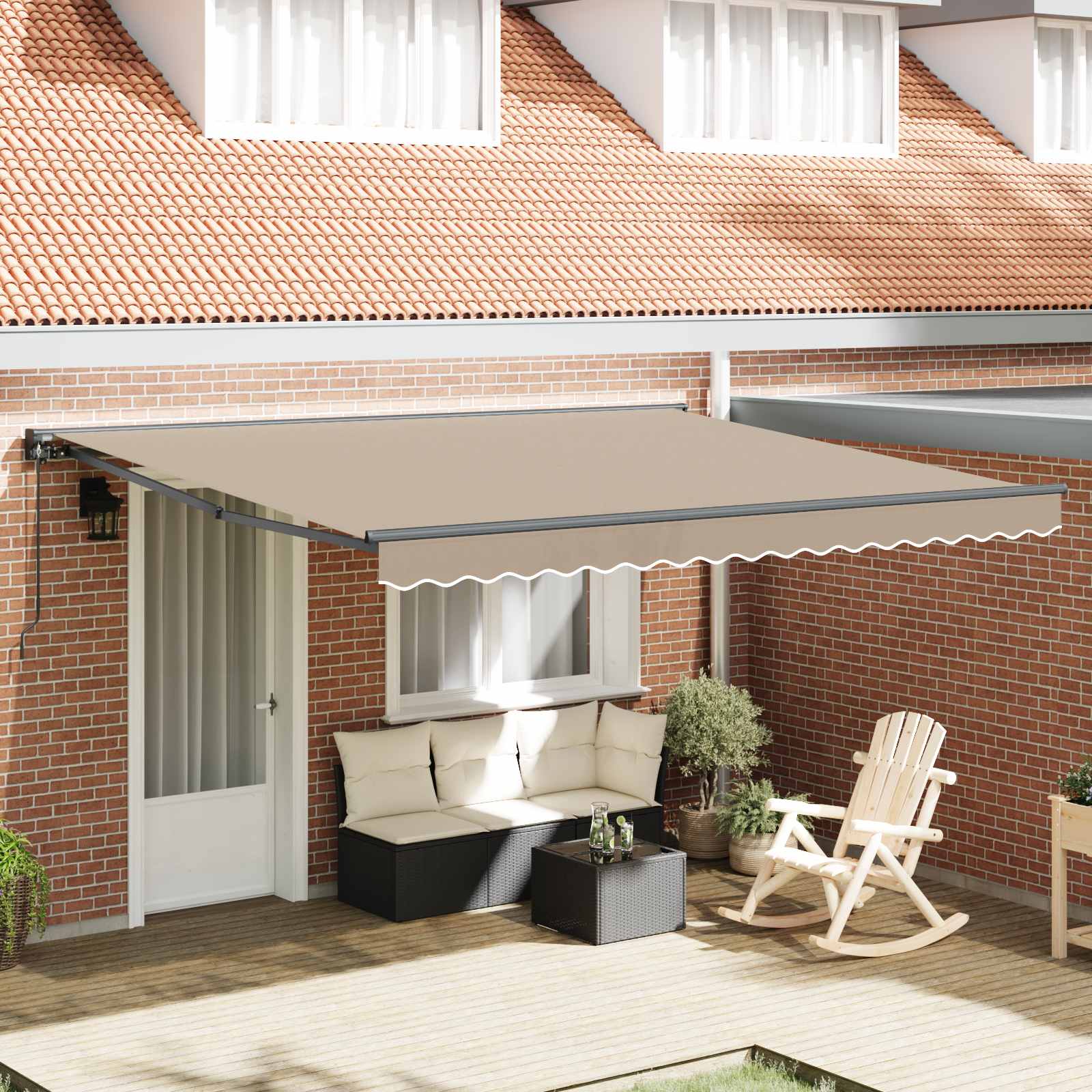 Markisenrahmen Beige 400 x 300 cm Polyester mit PU-Beschichtung