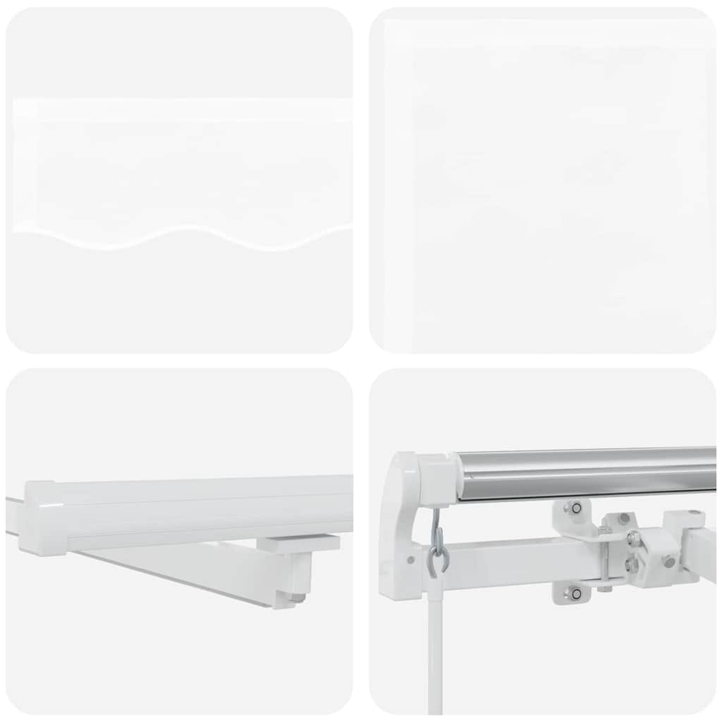 Ausziehbare Markise Weiß 400 x 300 cm Stoff und Aluminium