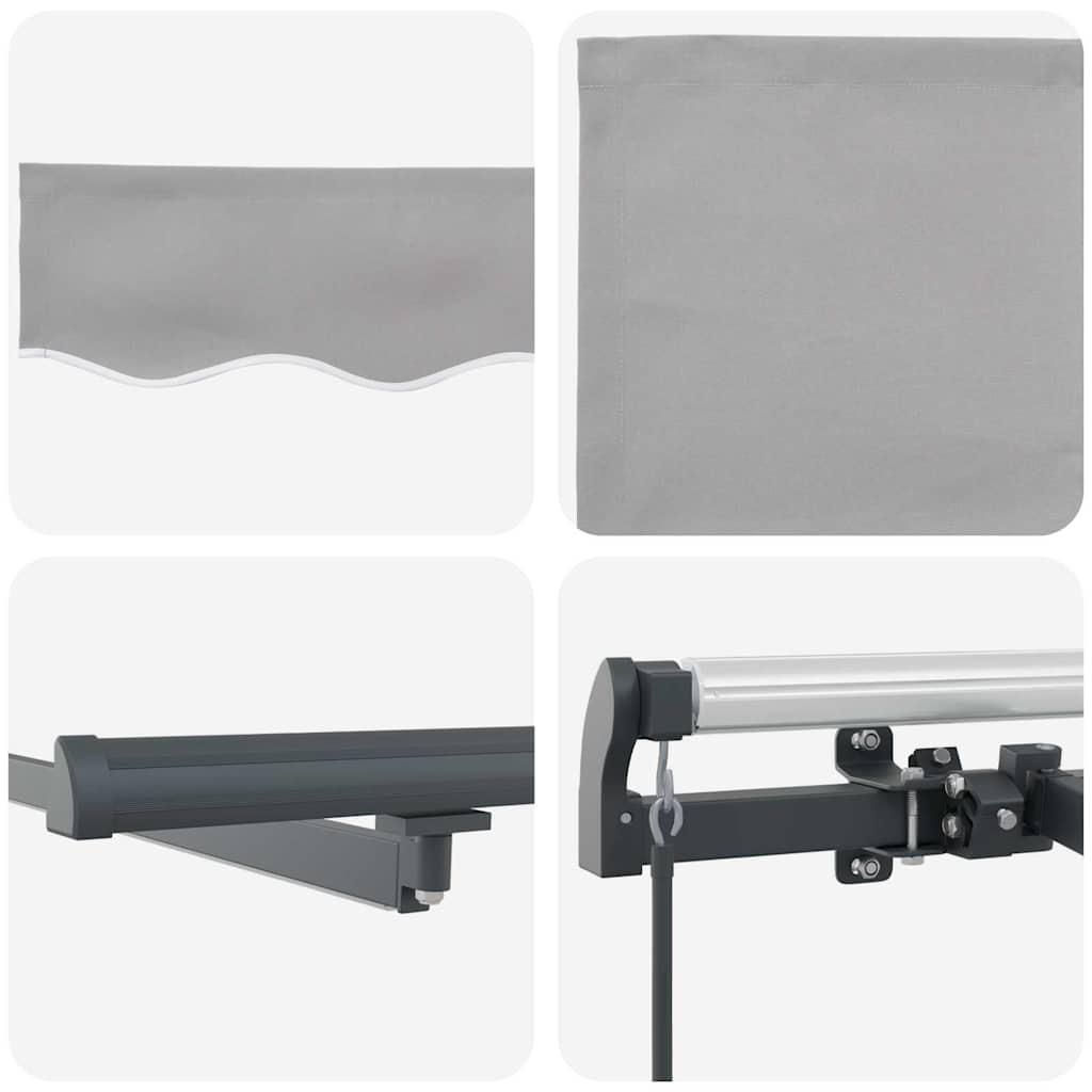 Ausziehbare Markise Hellgrau 400 x 350 cm Stoff und Aluminium