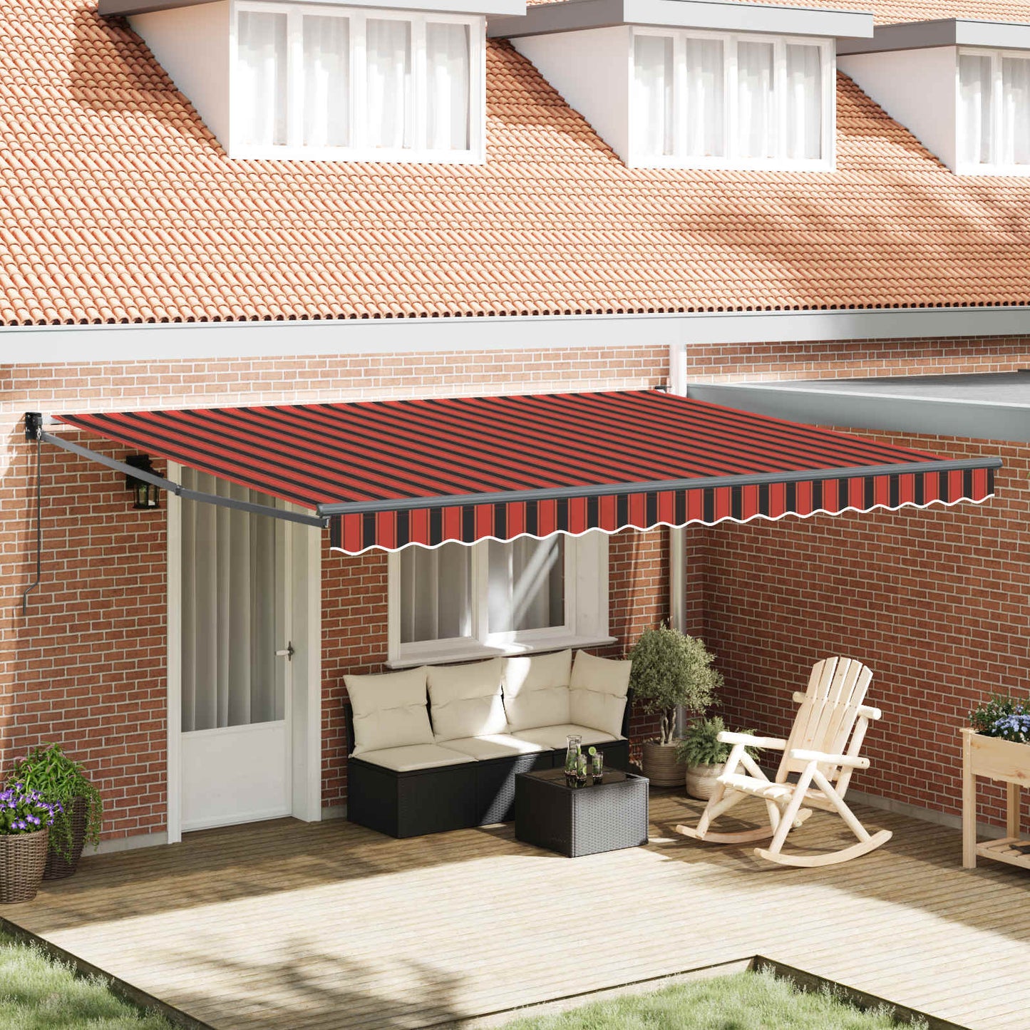 Ausziehbare Markise Orange und Braun 450 x 300 x 165 cm
