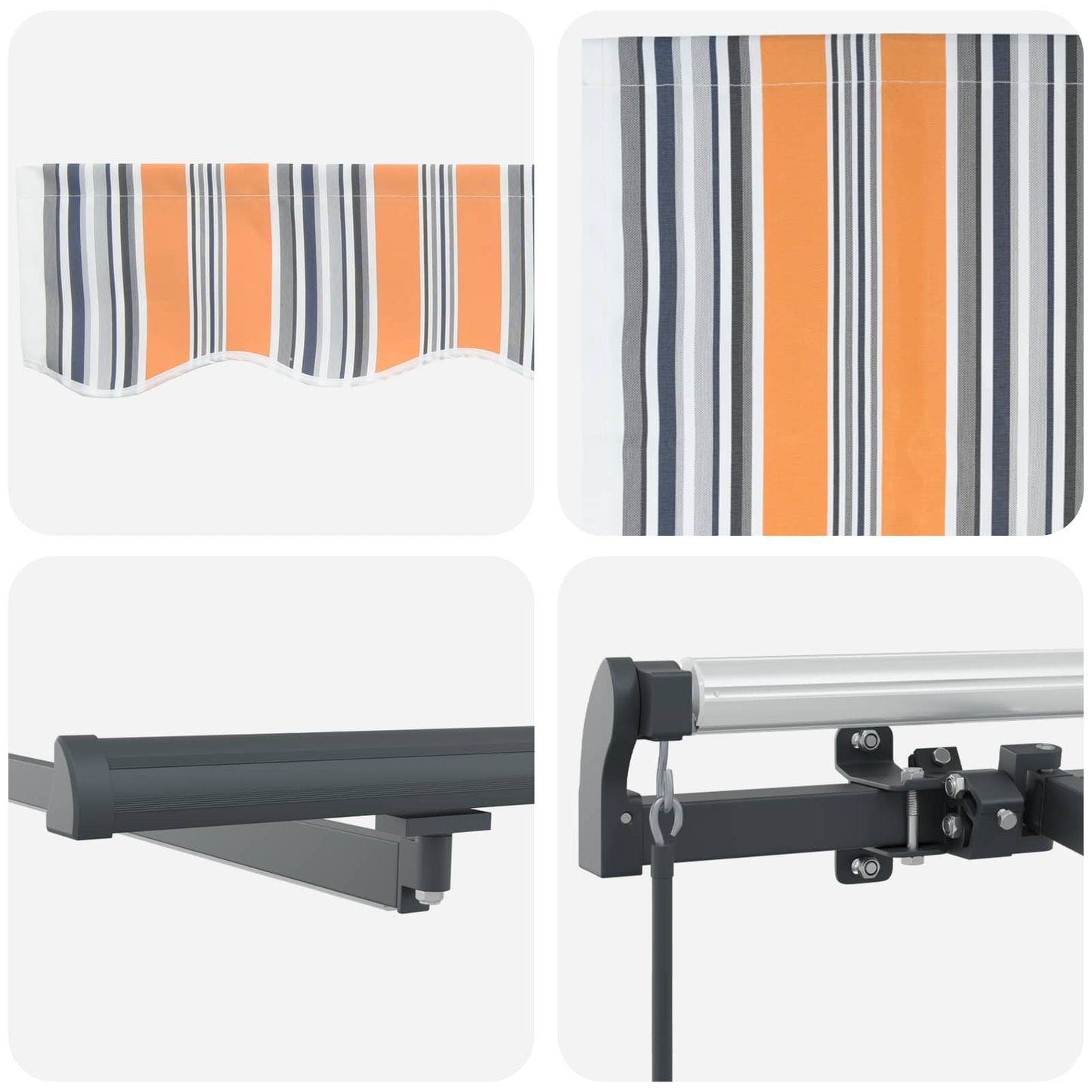 Ausziehbare Markise Mehrfarbig 450 x 300 cm Stoff und Aluminium