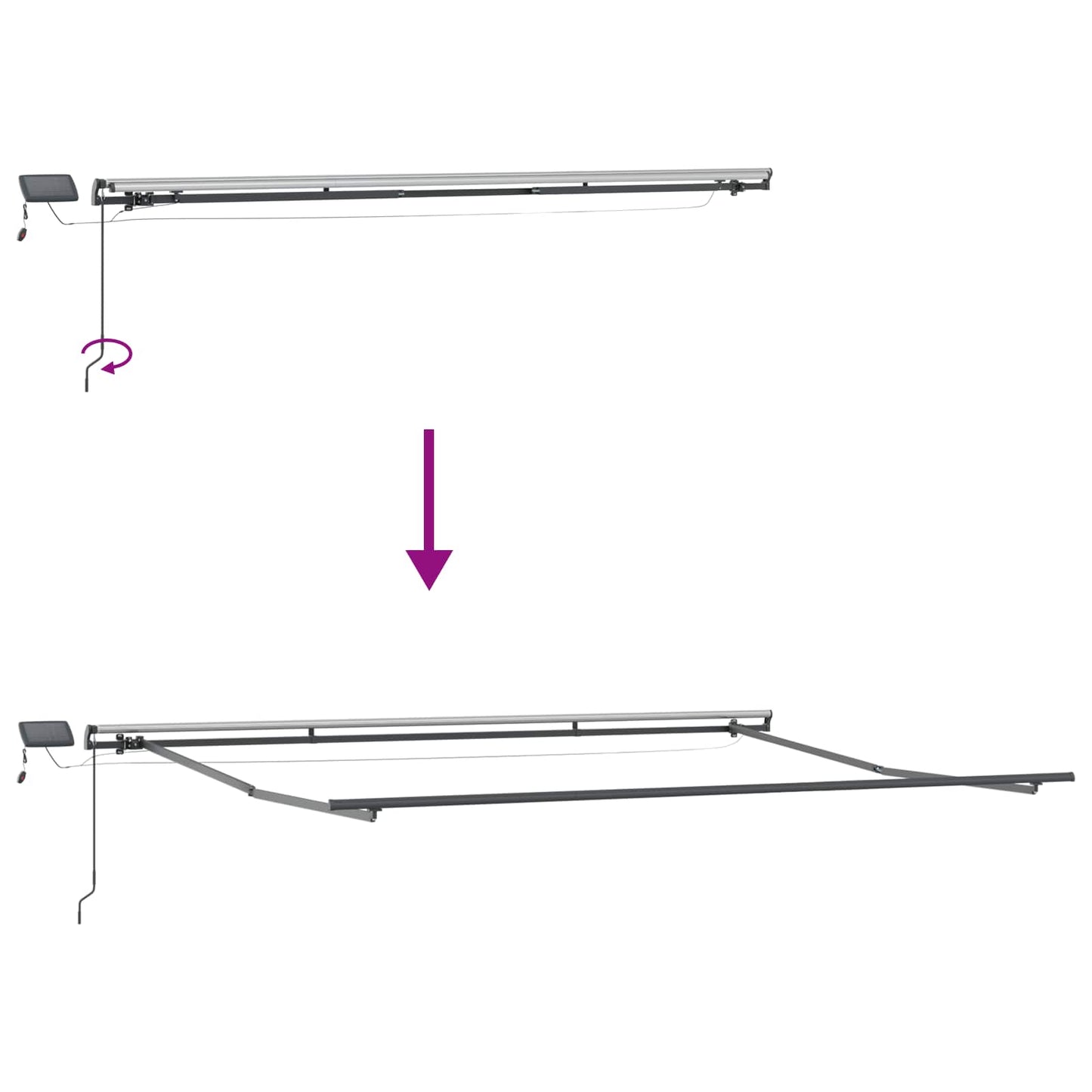 Ausziehbare Markise Mehrfarbig 450 x 300 cm Stoff und Aluminium