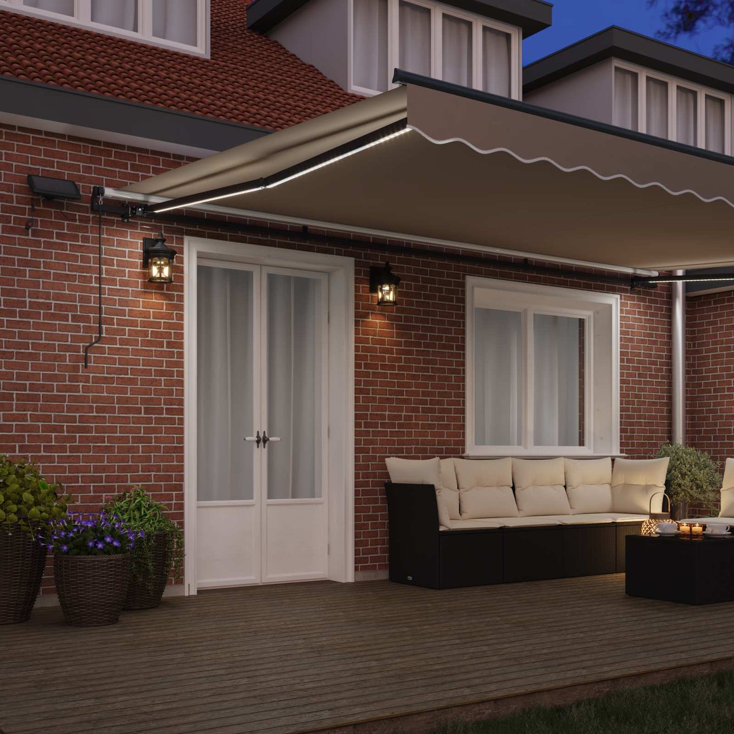 Ausziehbare Markise Beige 500 x 300 cm Stoff und Aluminium