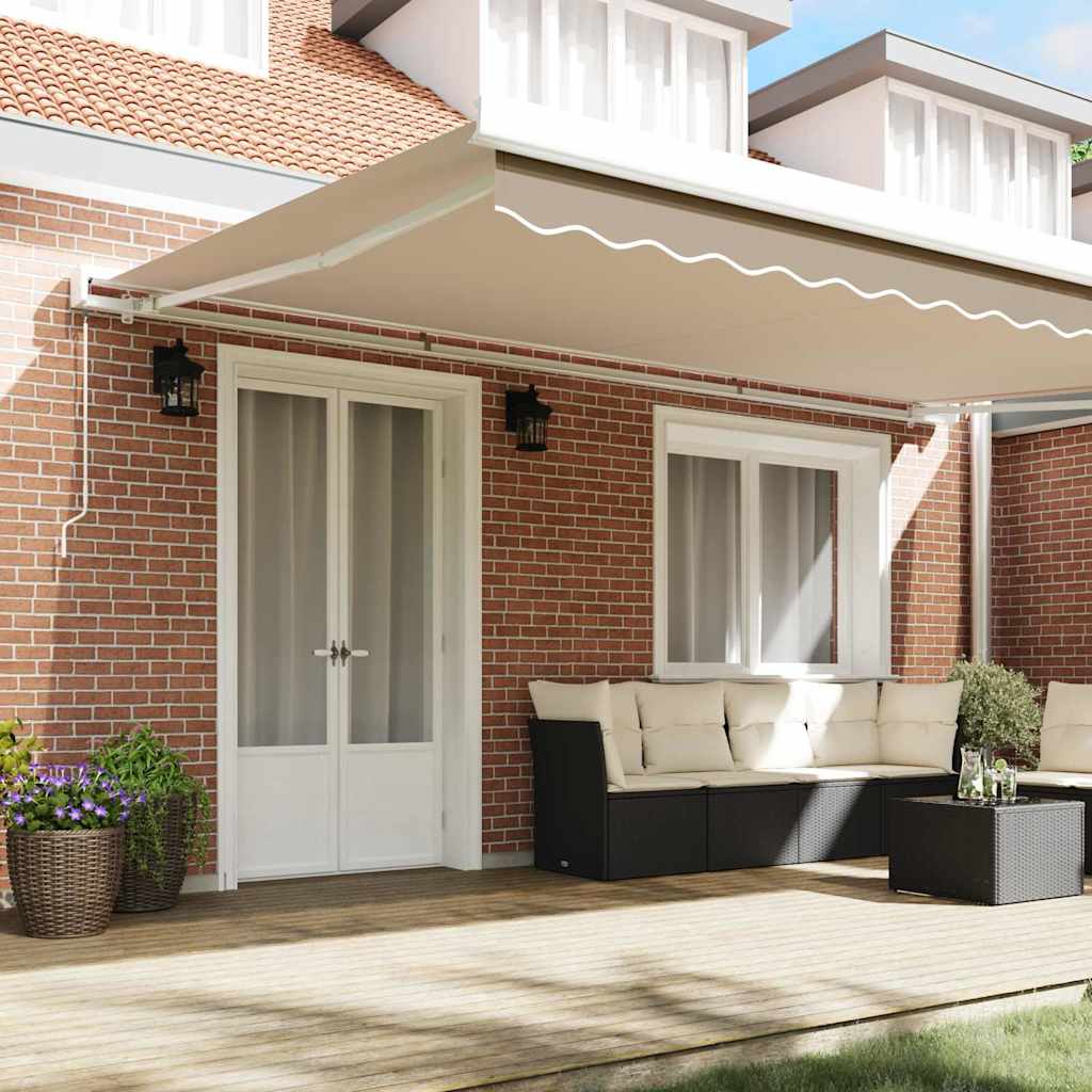 Ausziehbare Markise Beige 500 x 300 cm Leinen und Aluminium