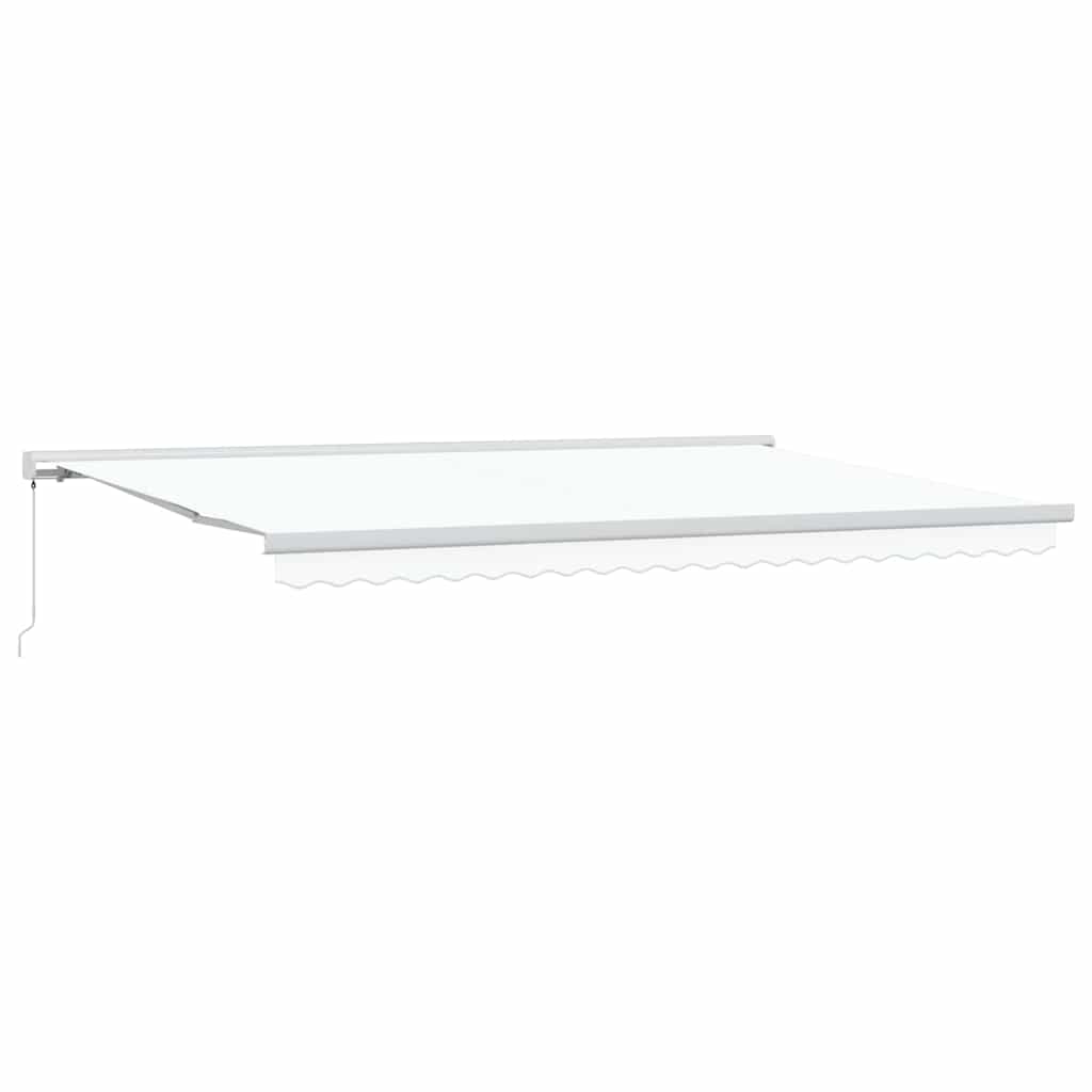 Einziehbare Markise Weiß 500 x 300 cm Stoff und Metall