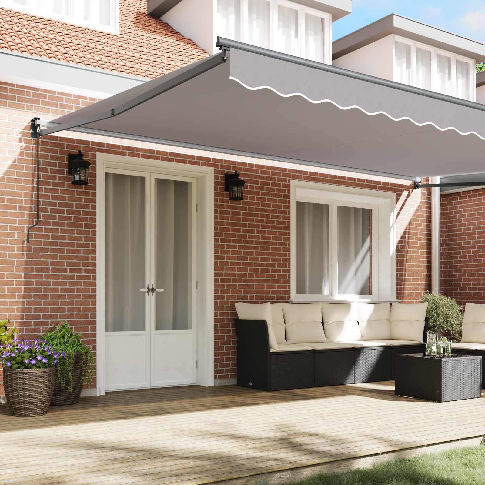 Markise Hellgrau 500 x 300 x 165 cm Polyester und Metall