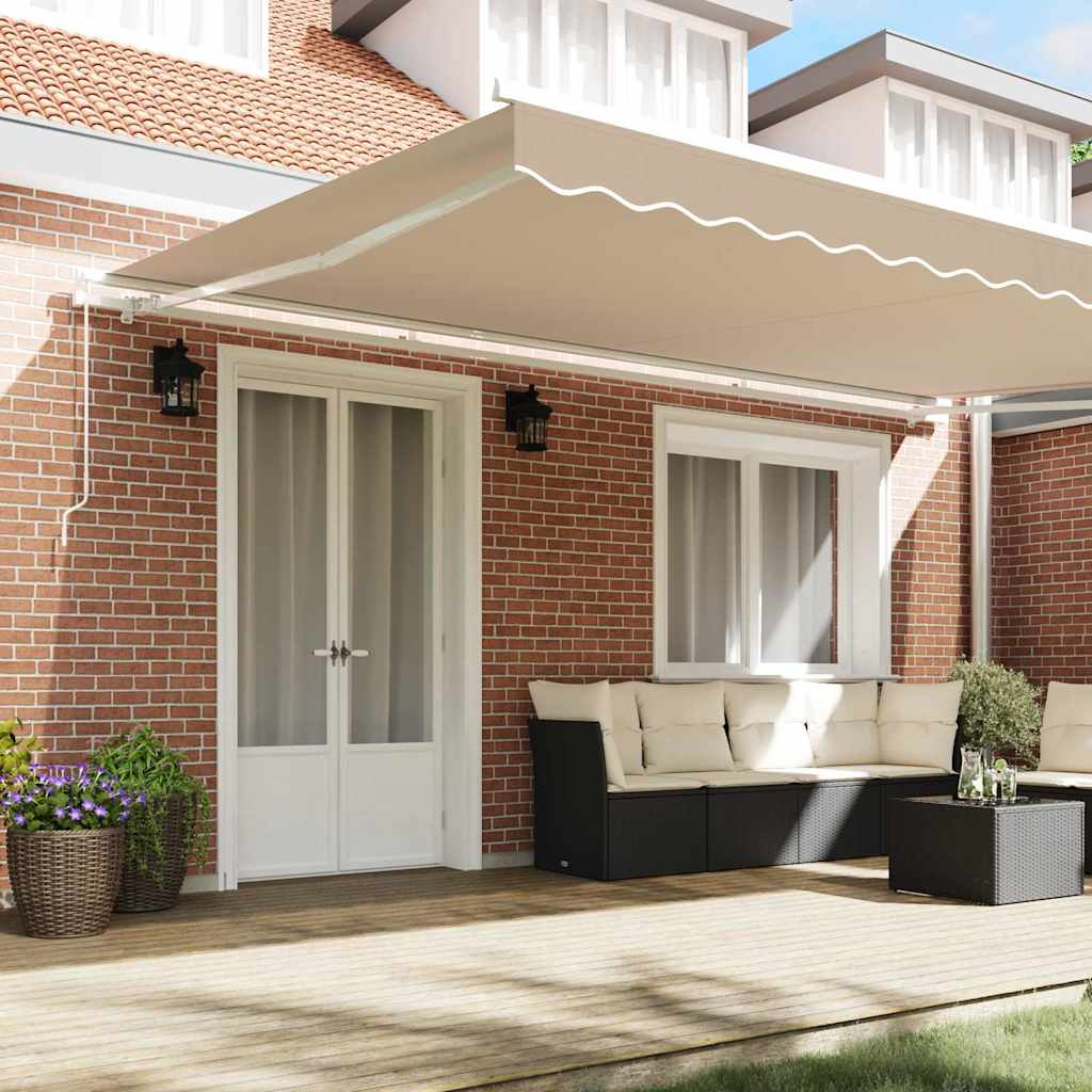 Ausziehbare Markise Beige 500 x 350 cm Polyester und Aluminium