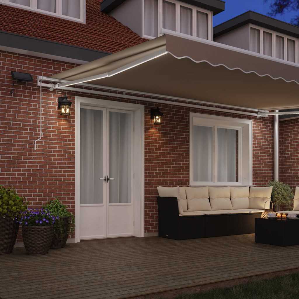 Ausziehbare Markise Beige 500 x 350 cm Stoff und Aluminium