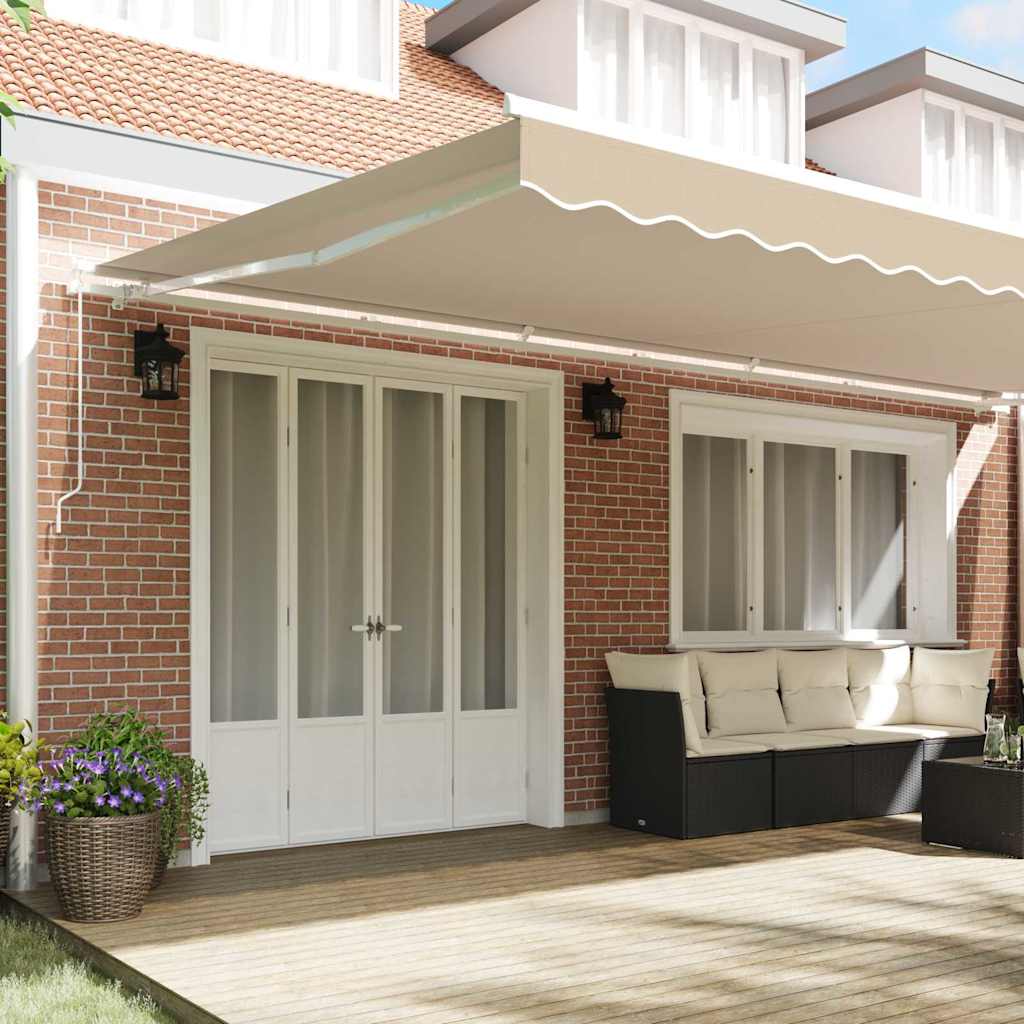 Ausziehbare Markise Beige 600 x 300 cm Polyester und Aluminium