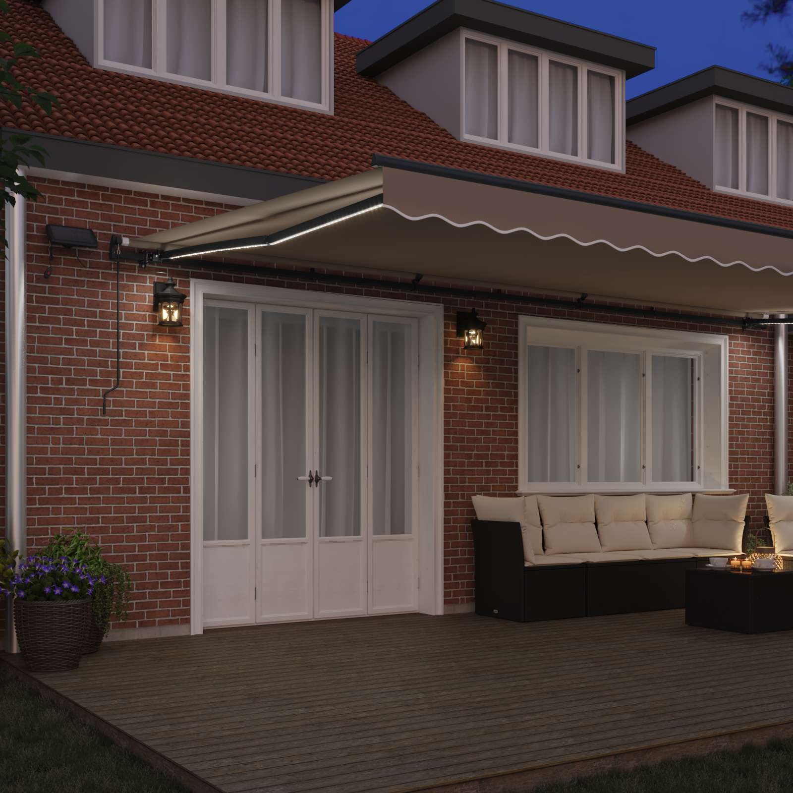 Ausziehbare Markise Beige 600 x 300 cm Stoff und Aluminium