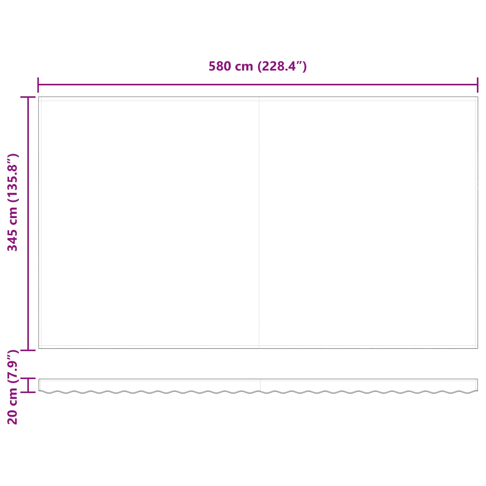 Ausziehbare Markise Mehrfarbig 600 x 350 cm Stoff und Aluminium