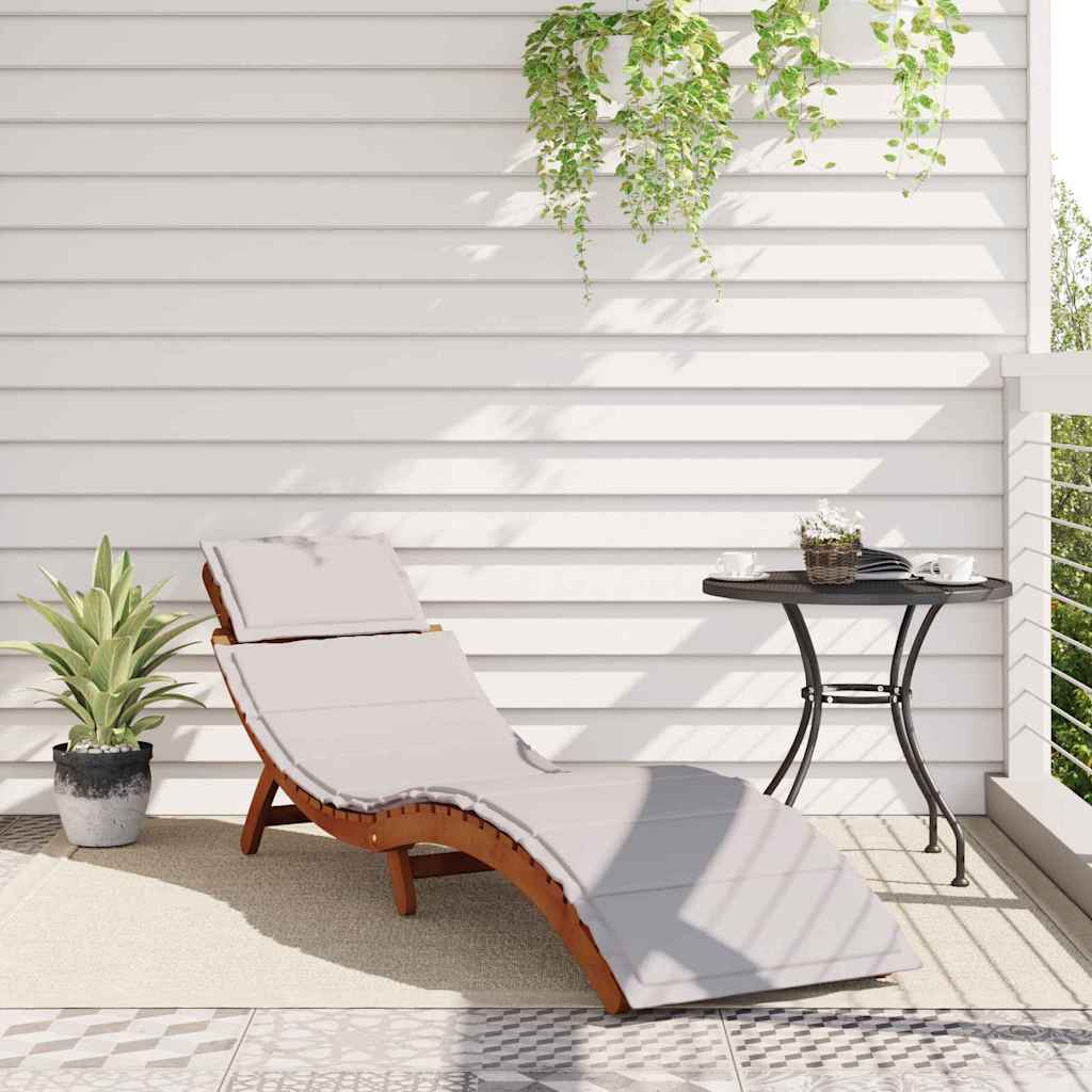 Sonnenliege 1-Person Hellgrau 184 x 55 x 64cm Massivholz Akazie