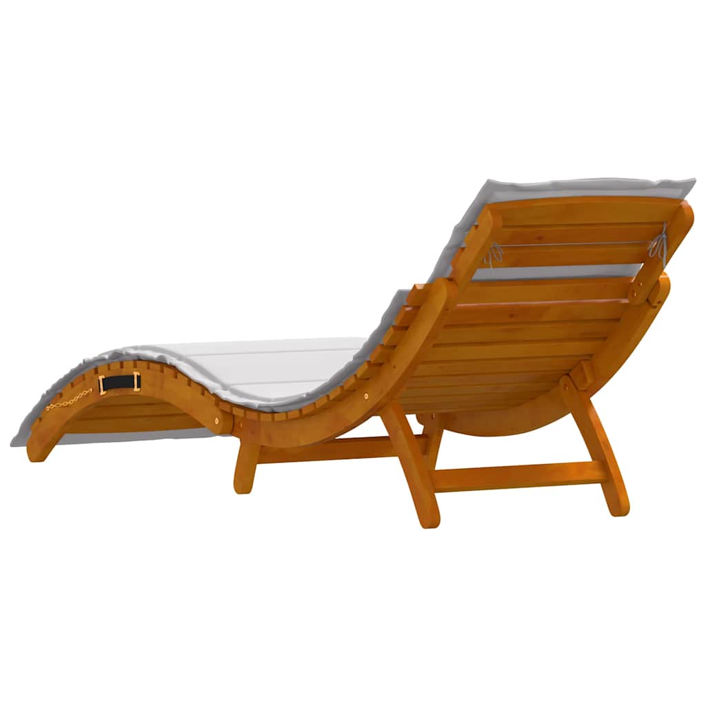 Sonnenliege 1-Person Hellgrau 184 x 55 x 64cm Massivholz Akazie