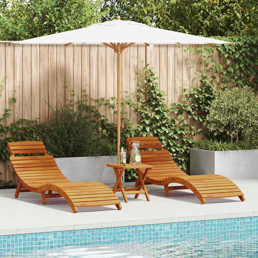 Sonnenliege 2 pcs Braun 55 x 184 x 64cm Massivholz Akazie