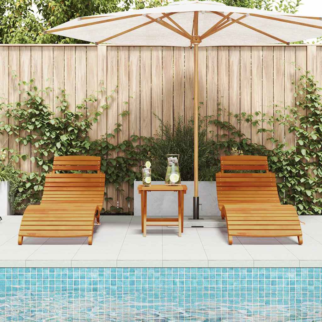 Sonnenliege 2 pcs Braun 55 x 184 x 64cm Massivholz Akazie
