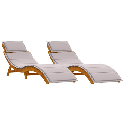 Sonnenliege 2 stk. Massivholz Akazie Taupe