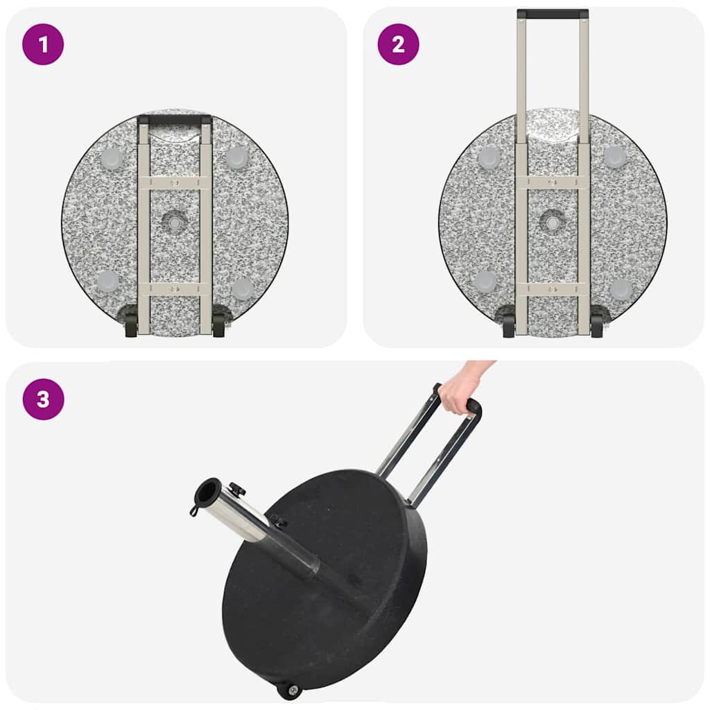 Sonnenschirmständer 29 kg Schwarz Granit Rund