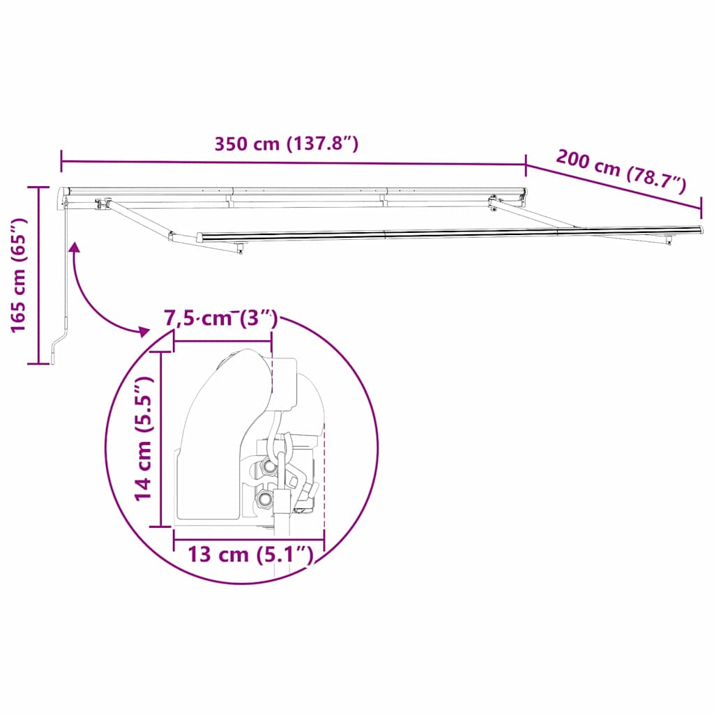 Markisenrahmen Anthrazit 3.5 x 2 m Metall