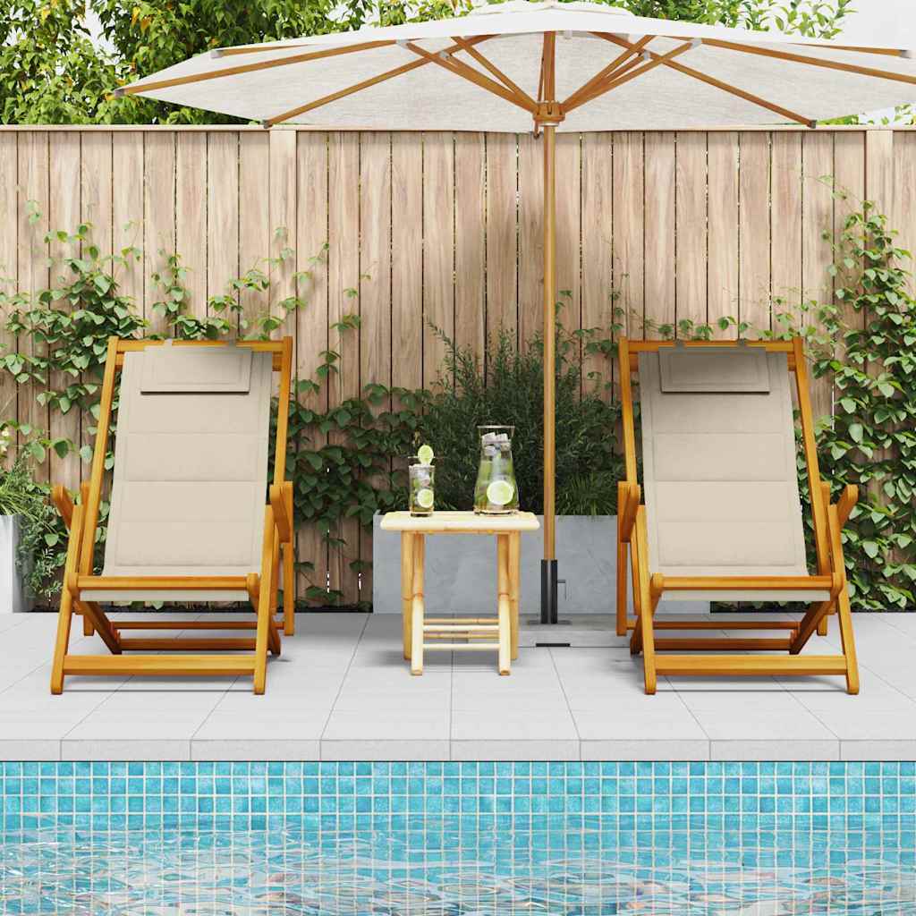 Liegestuhl mit Kissen 2 pcs Braun Massivholz Akazie