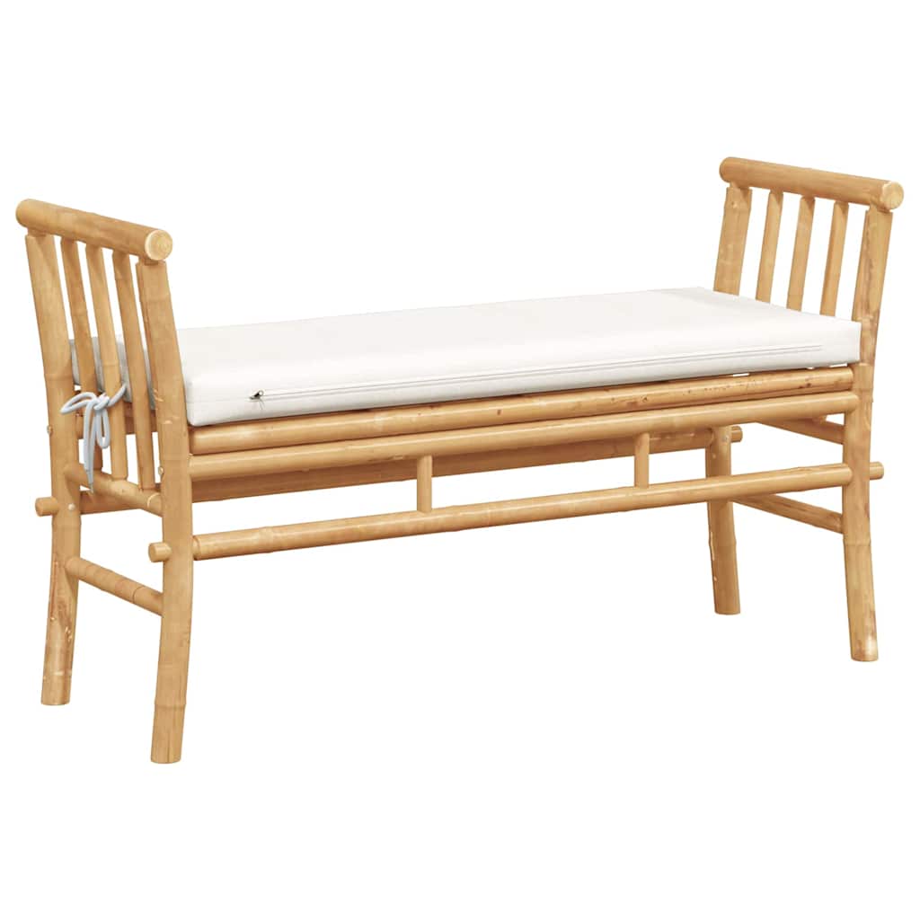 Gartenbank mit Kissen Braun 110 x 38 x 65cm Bambus