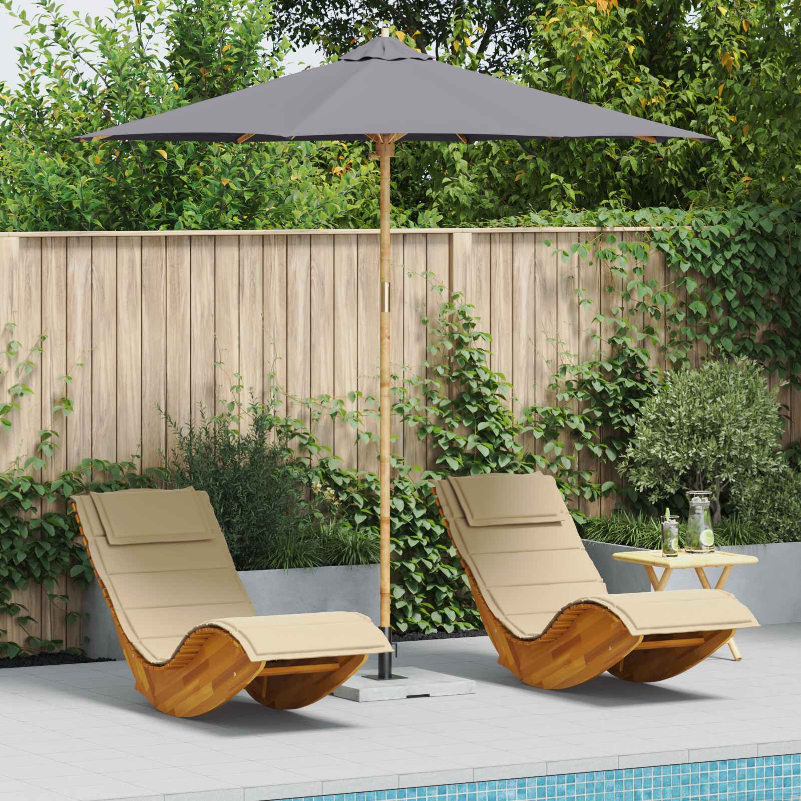 Garten-Sonnenschirm Dunkelgrau Ø 270 x 260 cm Bambus