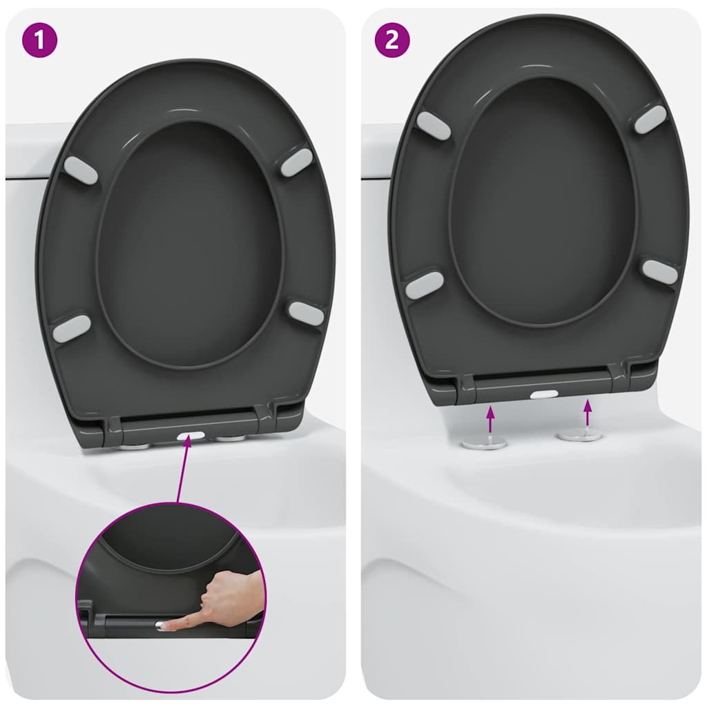Toilettensitz Anthrazit 47 x 37 x 4 cm Duroplast