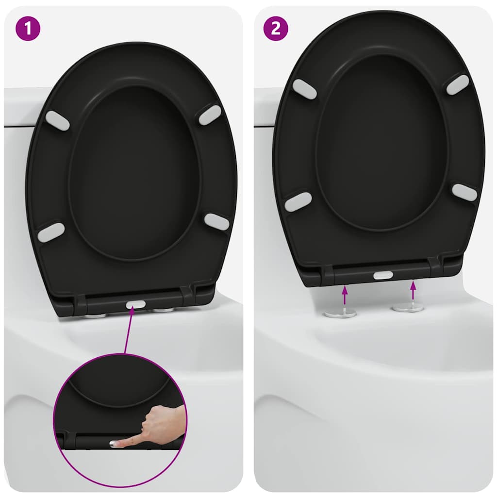 Toilettensitz Schwarz 47 x 37 x 4 cm Duroplast