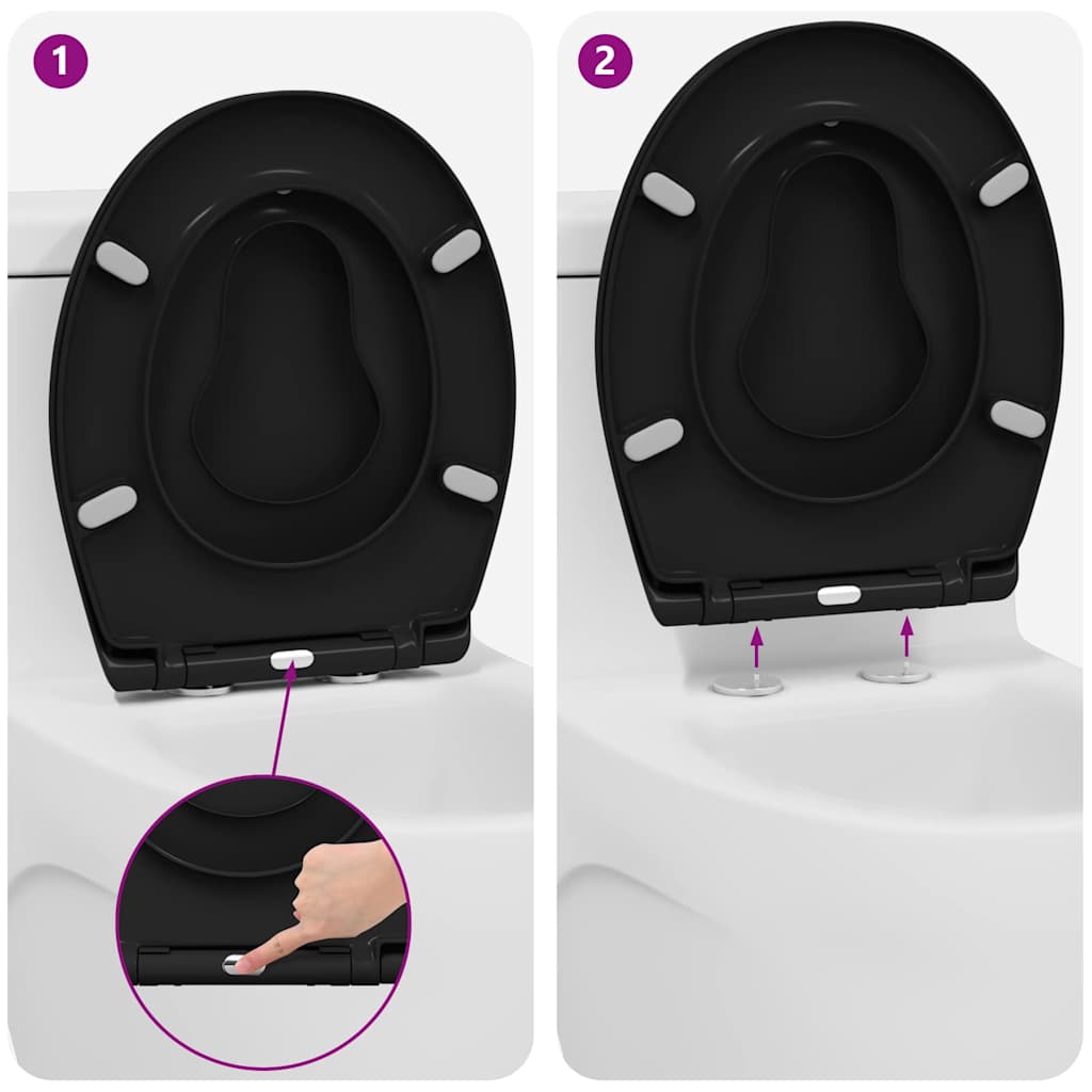 Toilettensitz Schwarz 47 x 37 x 4 cm Duroplast