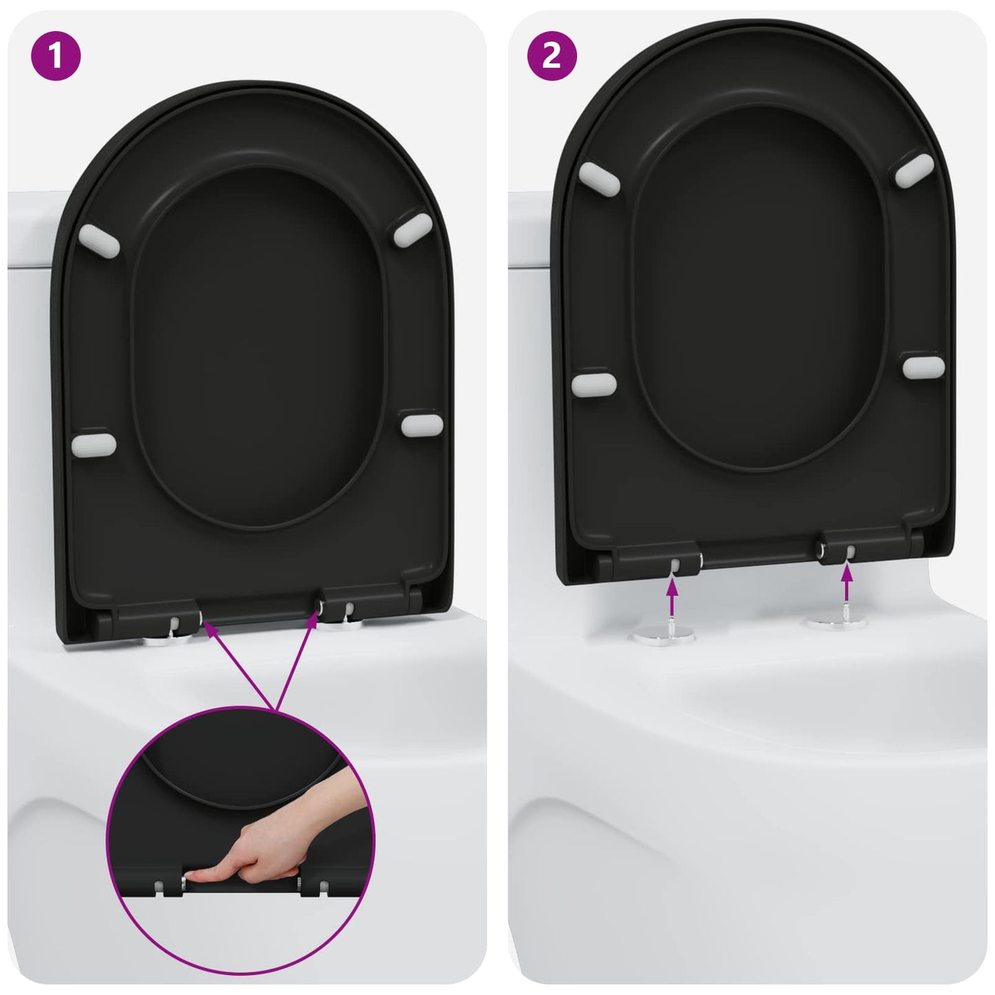 Toilettensitz Schwarz 49 x 36 x 4 cm Duroplast