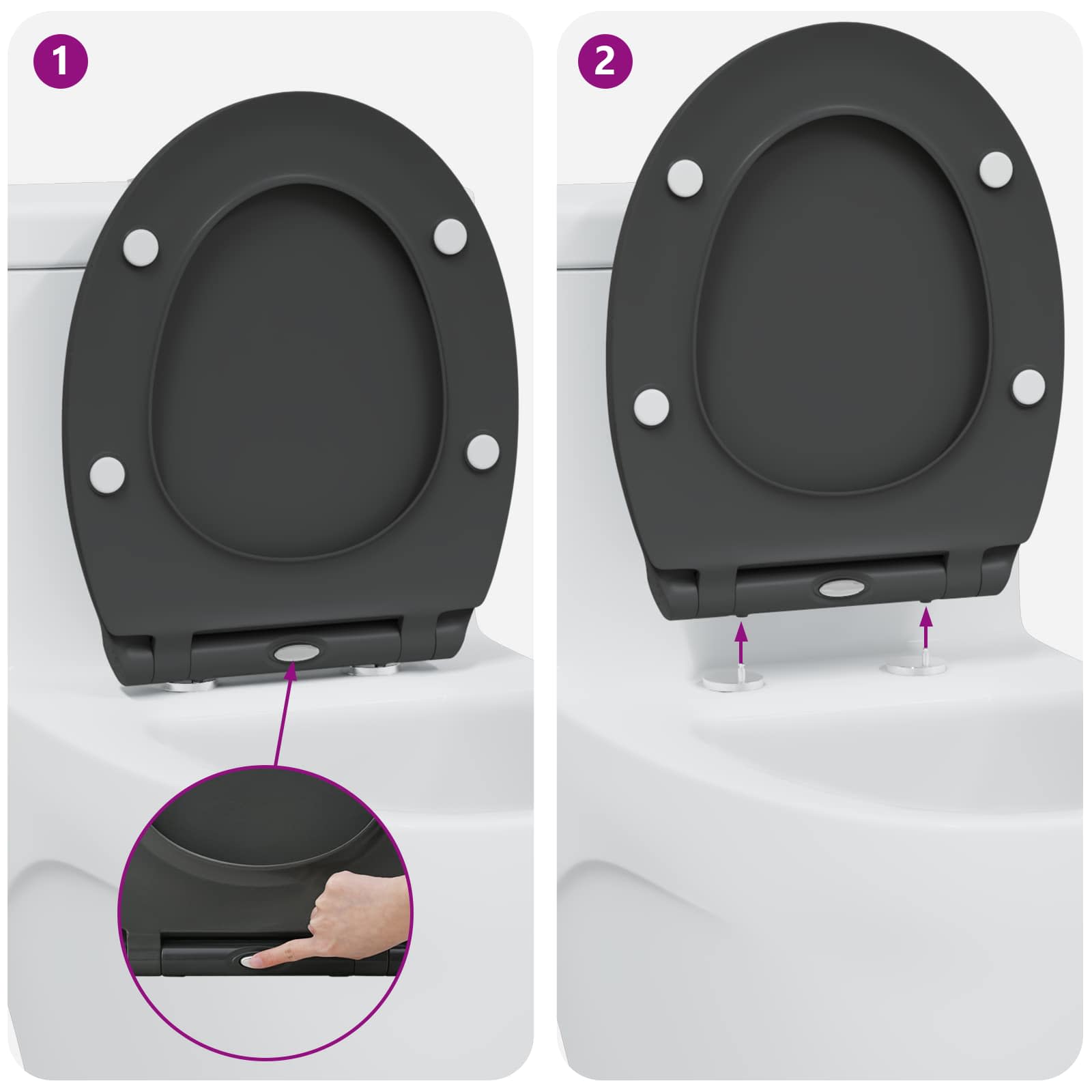 Toilettensitz Anthrazit 45,5 x 37,5 x 3,8 cm Duroplast