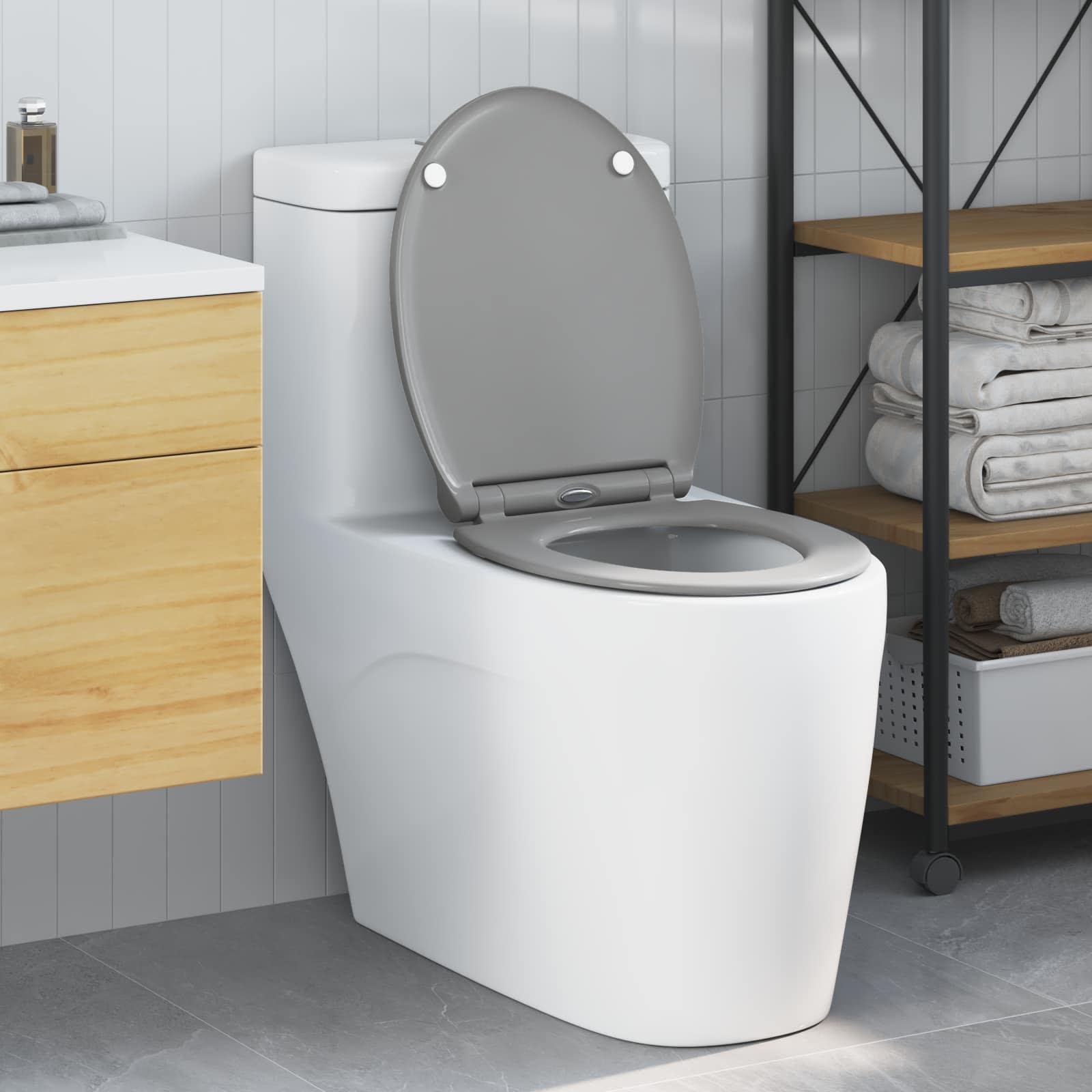 Toilettensitz Grau 45,5 x 37,5 x 3,8 cm Duroplast